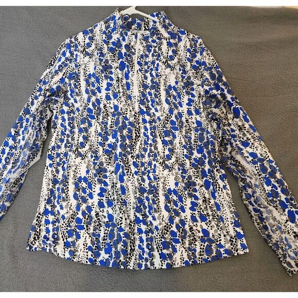 Ibkul‎ Women's Kamila Animal Print 1/4 Zip Quick-Dry Activewear Pullover Blue XL - Picture 1 of 8